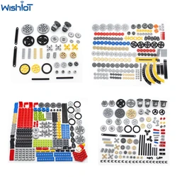 MOC Technical Set Gear Rack Push Rod Parts Curved Carrier Perforated Bricks Wheel Shaft Tire for legoeds Power Functions 9686