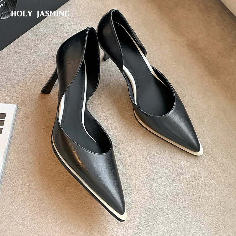 2023 New Pointed Toe Shoes Woman Shallow Fashion Newest Genuine Leather High Heels Pumps for Women Wedding Party Women\'s Shoes