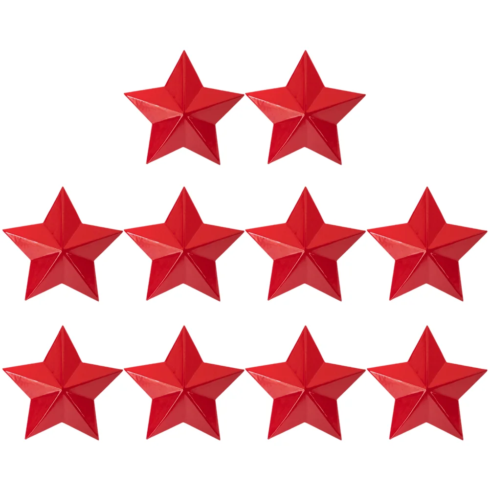 10 Pcs Pentagram Badge Fashionable Aluminum Memorial Day Accessory Brooch Star Pins Badges Red Rating Veterans Travel