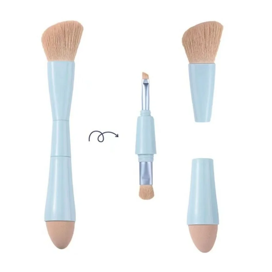 Essential 4-in-1 Makeup Brush Set Soft Multifunctional Eyeshadow Brush Detachable Complexion Brush Contour Brush Women