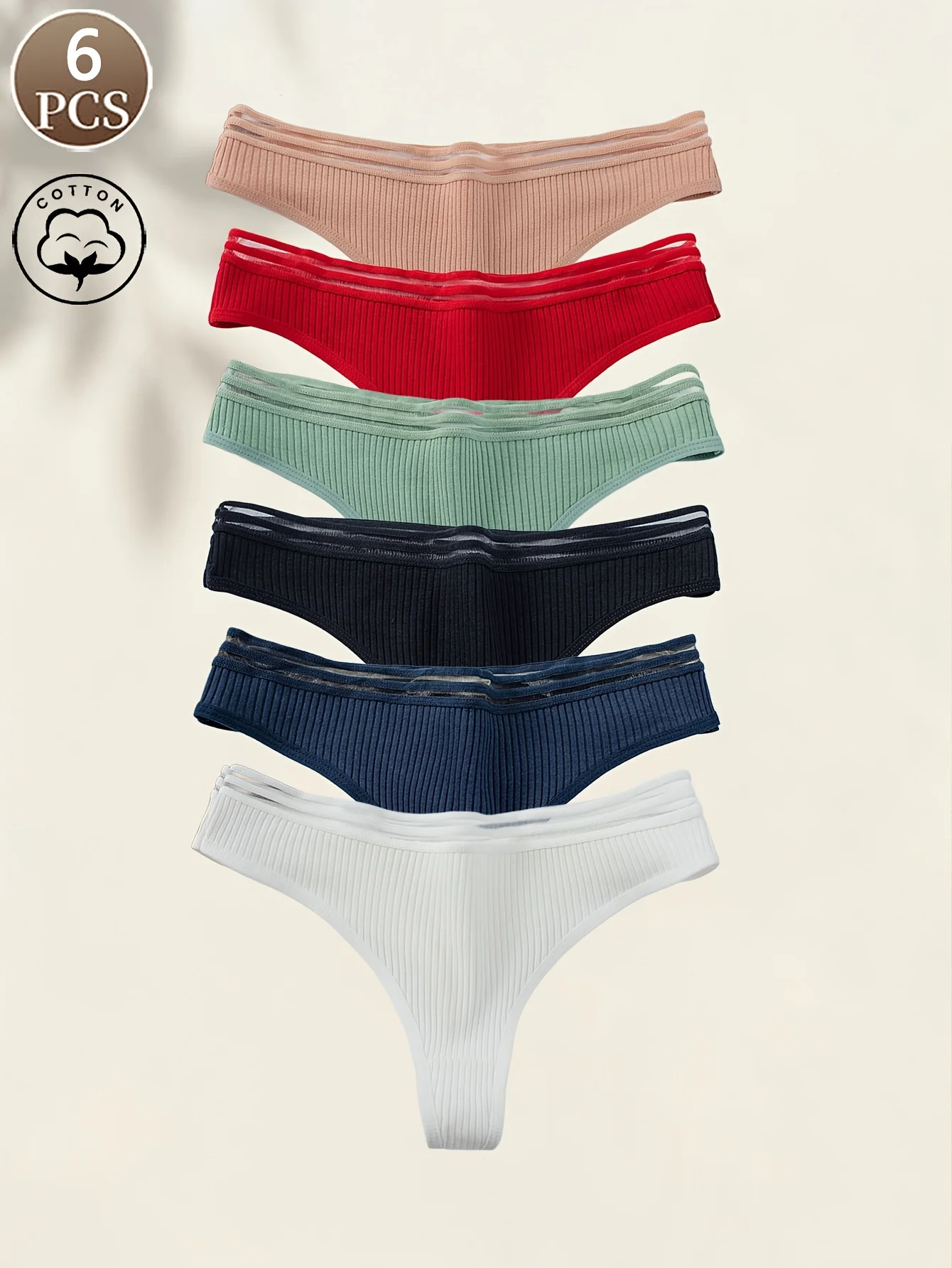 

6 шт. женские трусики модные однотонные мягкие и удобные нижнее белье из чистого хлопка повседневные спортивные женские стринги