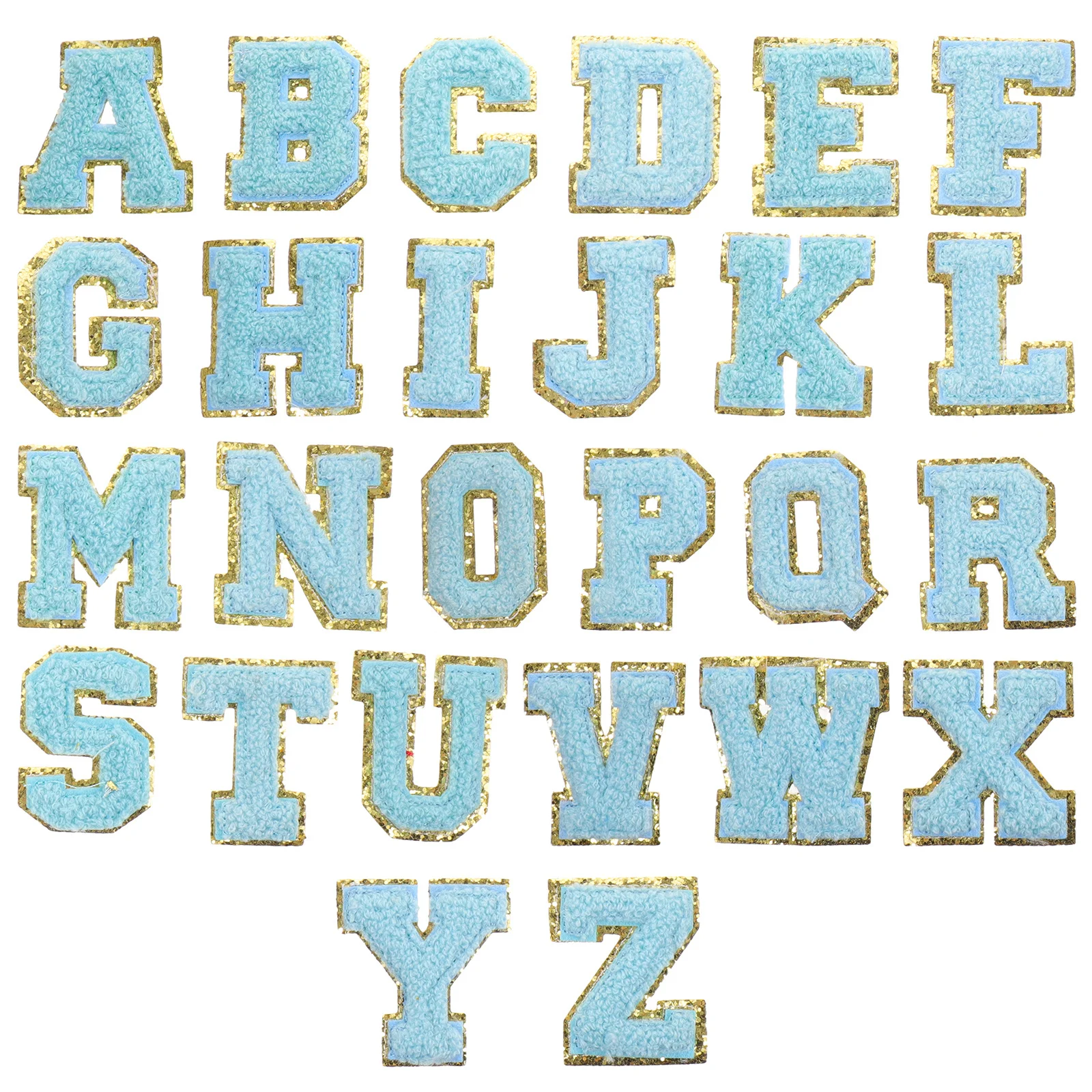 

100 Polyester Embroidered Patches Multifunction DIY Decorative Sewing Applique English Letter Cloth Sticker Blue for Clothes