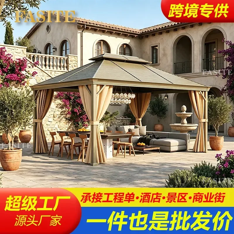 For Villa Courtyard Aluminum Alloy Pavilion Outdoor Terrace Garden Awning Roof Yard Leisure Rain Shelter Durable Weatherproof