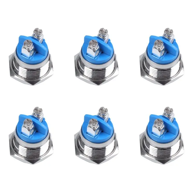 

6Pcs 16Mm High Round High Round Momentary Metal Push Button Switch-AT30