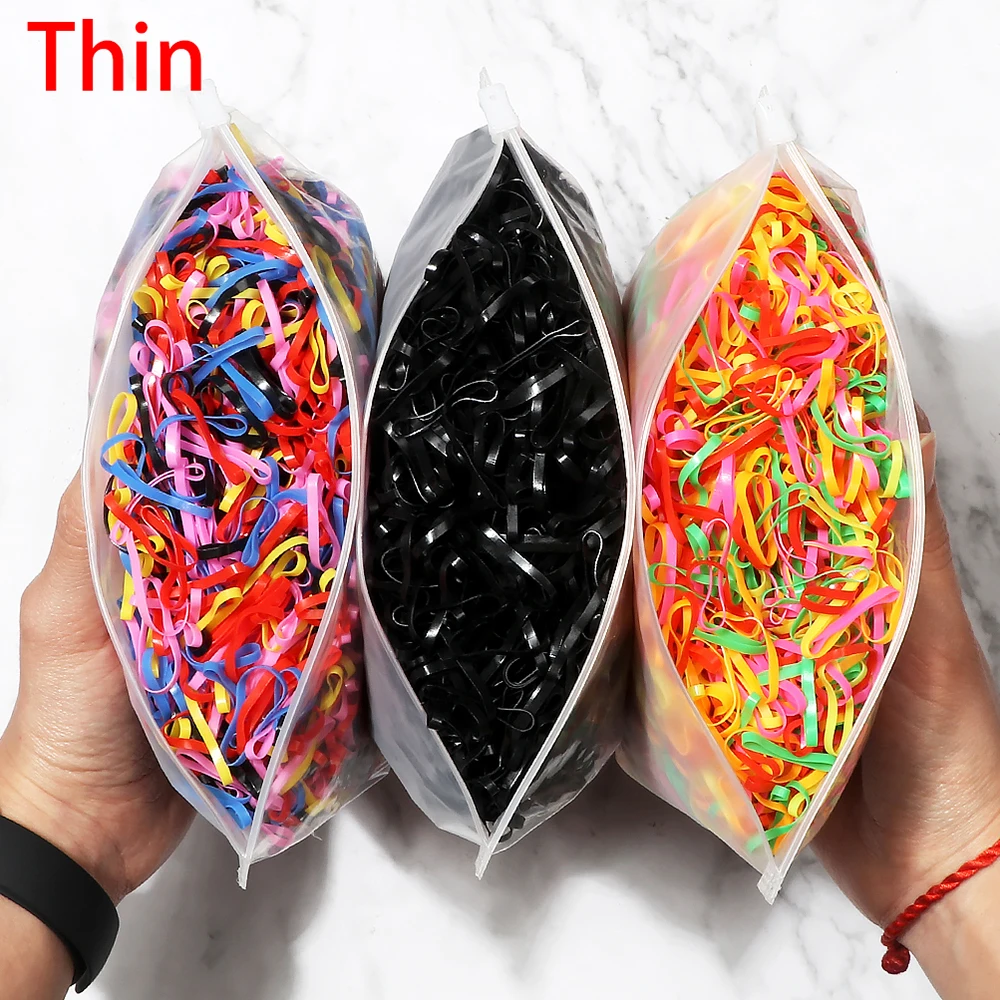 500pcs/Pack Colorful Disposable Elastic Hair Bands for Kid Girl Scrunchie Rubber Band Hair Accessories Hair Ties Ponytail Holder