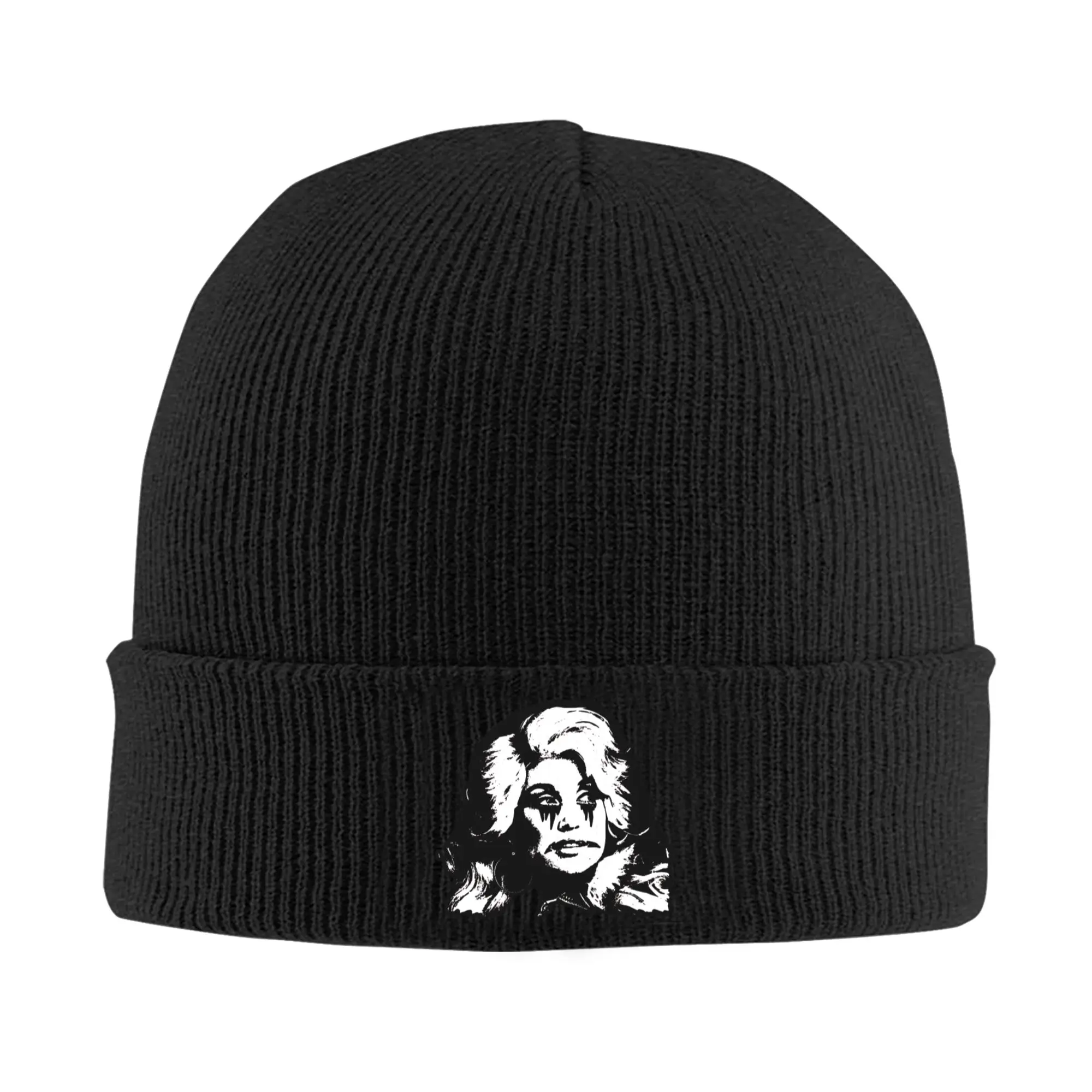 Black metal dolly parton Knitted Hat for Women Men Beanies Winter Hats Acrylic  Warm Caps