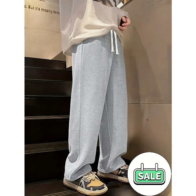 

Мужские спортивные брюки прямого кроя, повседневный стиль, стандартный крой, эластичный пояс, идеальный выбор для осенне-зимней активной носки на улице