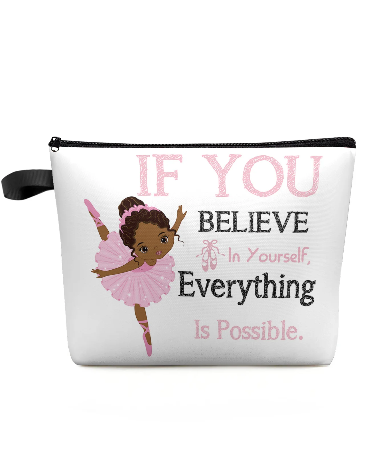 Pink African Ballet Girl Inspirational Makeup Bag Pouch Travel Essentials Women Cosmetic Bags Organizer Storage Pencil Case