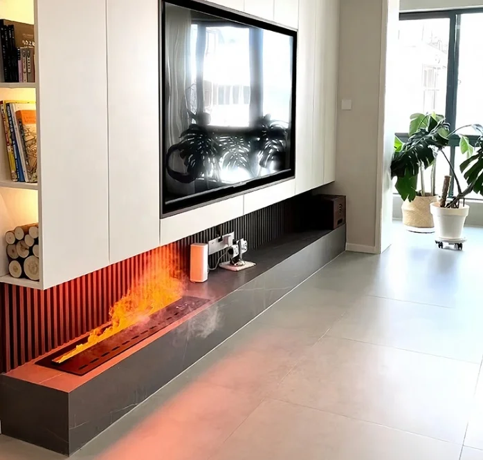 Fireplace2024 New Custom Mobile Remote Control Cheap Price 3D Atomized Electric Fireplace Home Space Heater Air Heater For Livi
