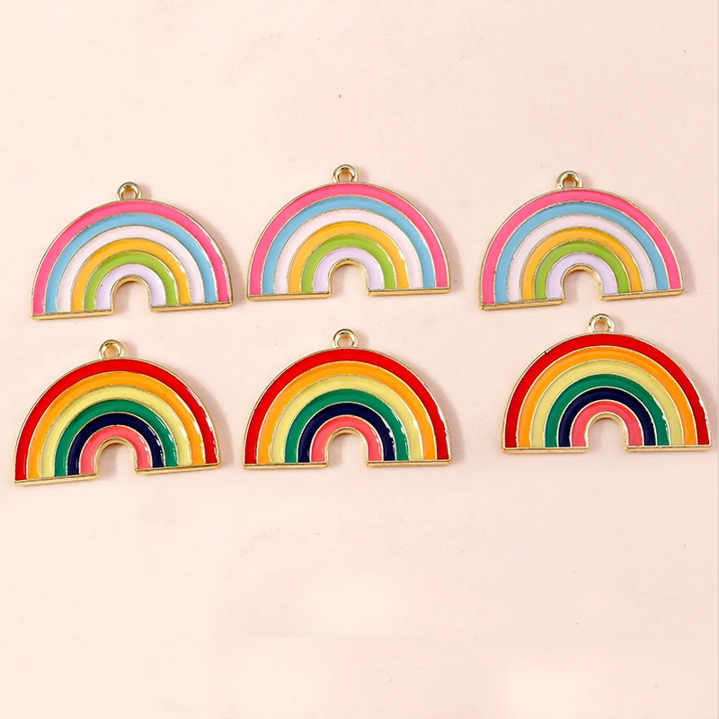 Leslie 10 Stück/Set Emaille-Mond-Stern-Regenbogen-Anhänger für Niedliche Ohrringe, Armbänder, Halsketten, Anhänger, DIY-Schmuckherstellungszubehör – Detail 8