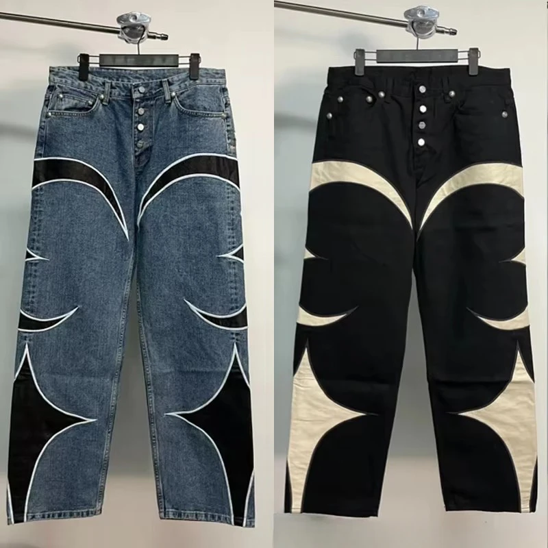 

Patchwork Design Thug Club Jeans Hip Hop Fashion Wide-leg Pants Original Tag Men's Women's Casual Pants