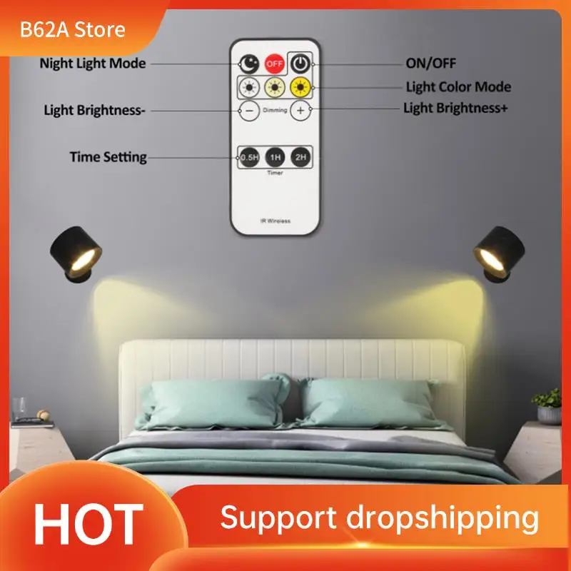 

B62A USB Rechargeable LED Lights With Remote 3 Color Temperatures Brightness Dimmable 360° Rotatable Magnetic Installation