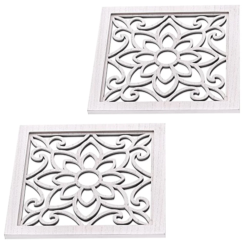 

2Pcs Wall Mirror Square Rustic Farmhouse Decor Acrylic Surface Wood Frame Distressed White Pane for Living Room Bedroom Entryway