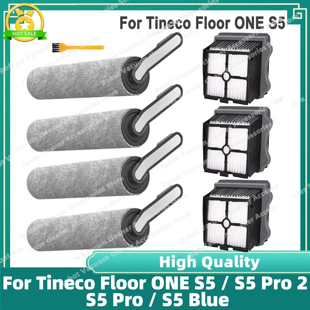 Compatible for Tineco Floor ONE S5 / S5 Pro 2 / S5 Pro / S5 Blue Accessories Roller Brush and Filter Wet and Dry Wash Parts