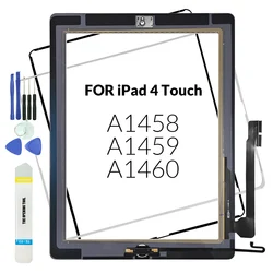 Сенсорный экран для iPad 4 A1458 A1459 A1460, сменная панель с передним сенсорным экраном и дигитайзером в сборе, с кнопкой и инструментами, 1 шт.