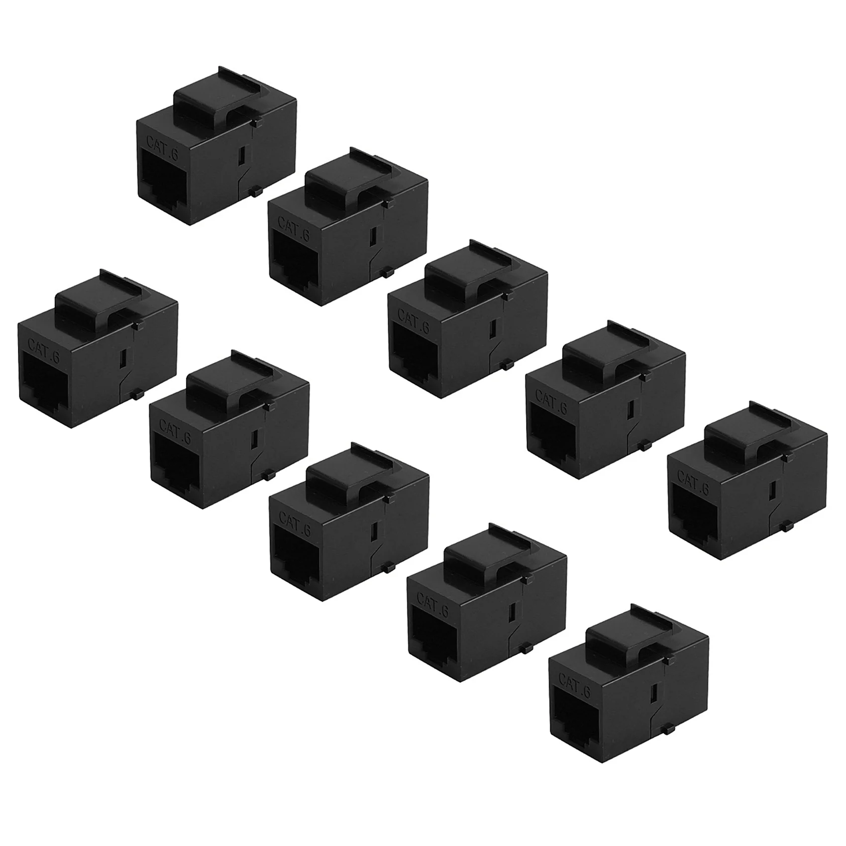 10Pcs RJ45 Connector Jack Cat6 Extension Coupler Ethernet Network LAN Cat 6 Coupler Jacks Extend Adapter,Black