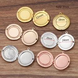 5Pcs Copper Openable Locket Pendant Frame Necklace for Women Golden Photo Locket Pendants Necklace DIY Jewelry Making Supplies