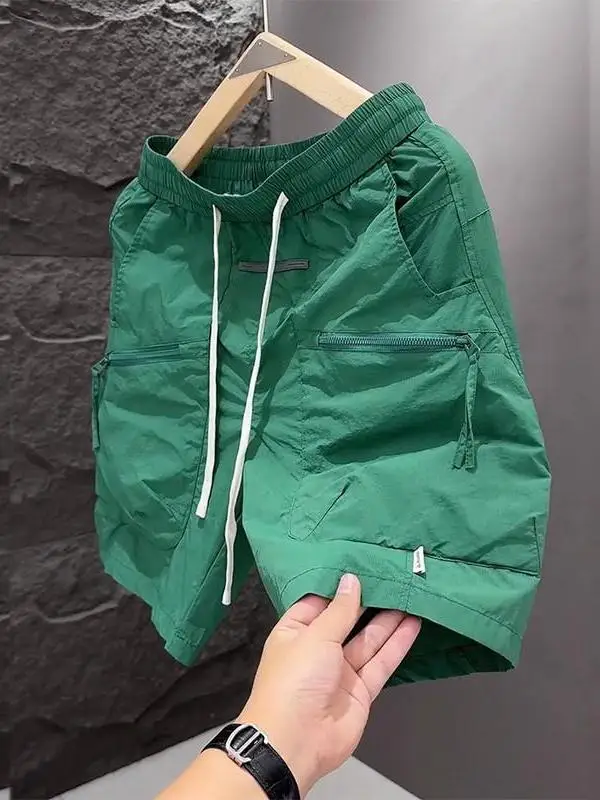 

High-End Summer New Men's Casual Workwear orts Loose Straight Leg Sport Five-Point Pants Youthful Vitali Sle Pure Color