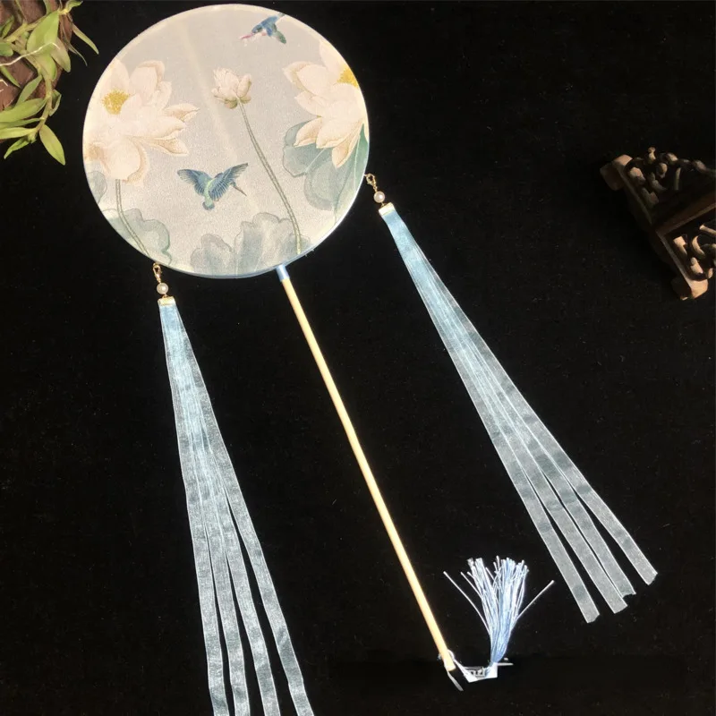 Circular Fan Antique Hanfu Dance Embroidery Hot Ancient Fan DIY Wedding Favors And Gifts Ventaglio A Mano Bambú Large Hand Fans