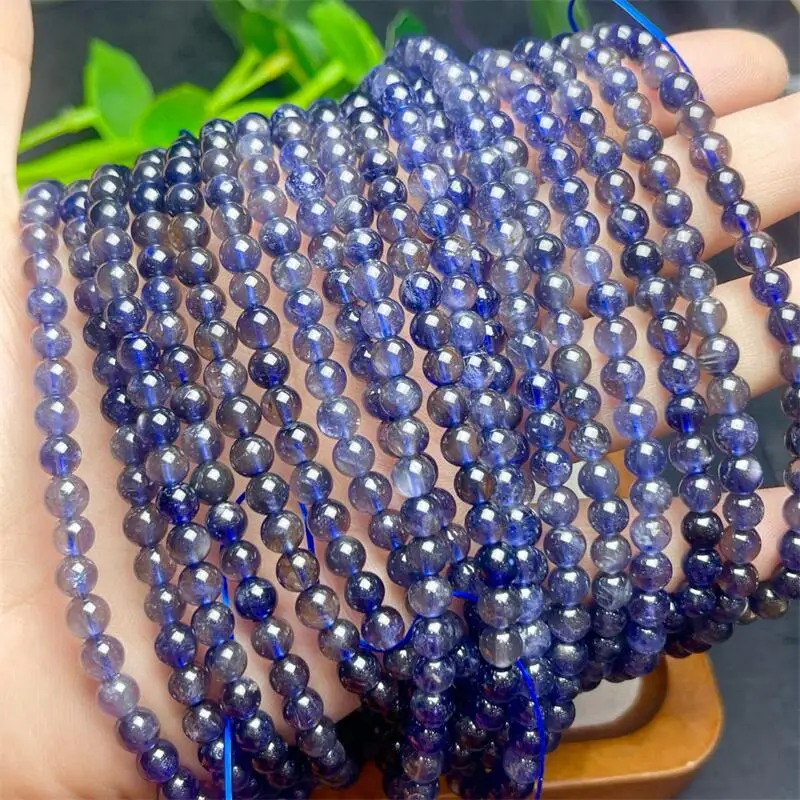 5MM Natural Cordierite Triple Circle Bracelet Women Crystal Energy Reiki Healing Fengshui Jewelry Gift 1PCS