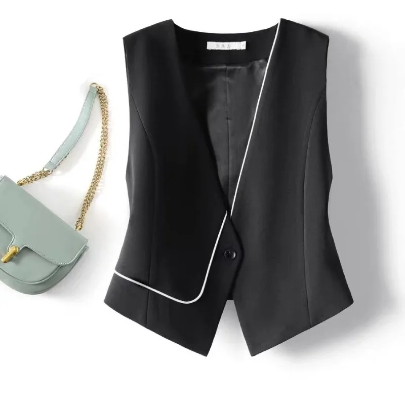 Women's 2026 Autumn New Grey Suit Vest Sleeveless Layering Blazer Niche Design Slim Fit Elegant Chic Korean Office Outerwear