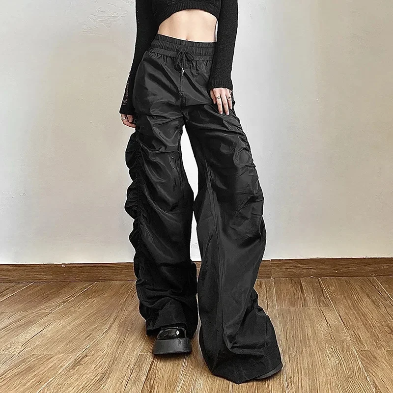 Tendenza moda personalizzata Self-Confidence Avant-Garde Cool All-Match Casual Loose Girl Pantaloni a lanterna a gamba larga a vita alta