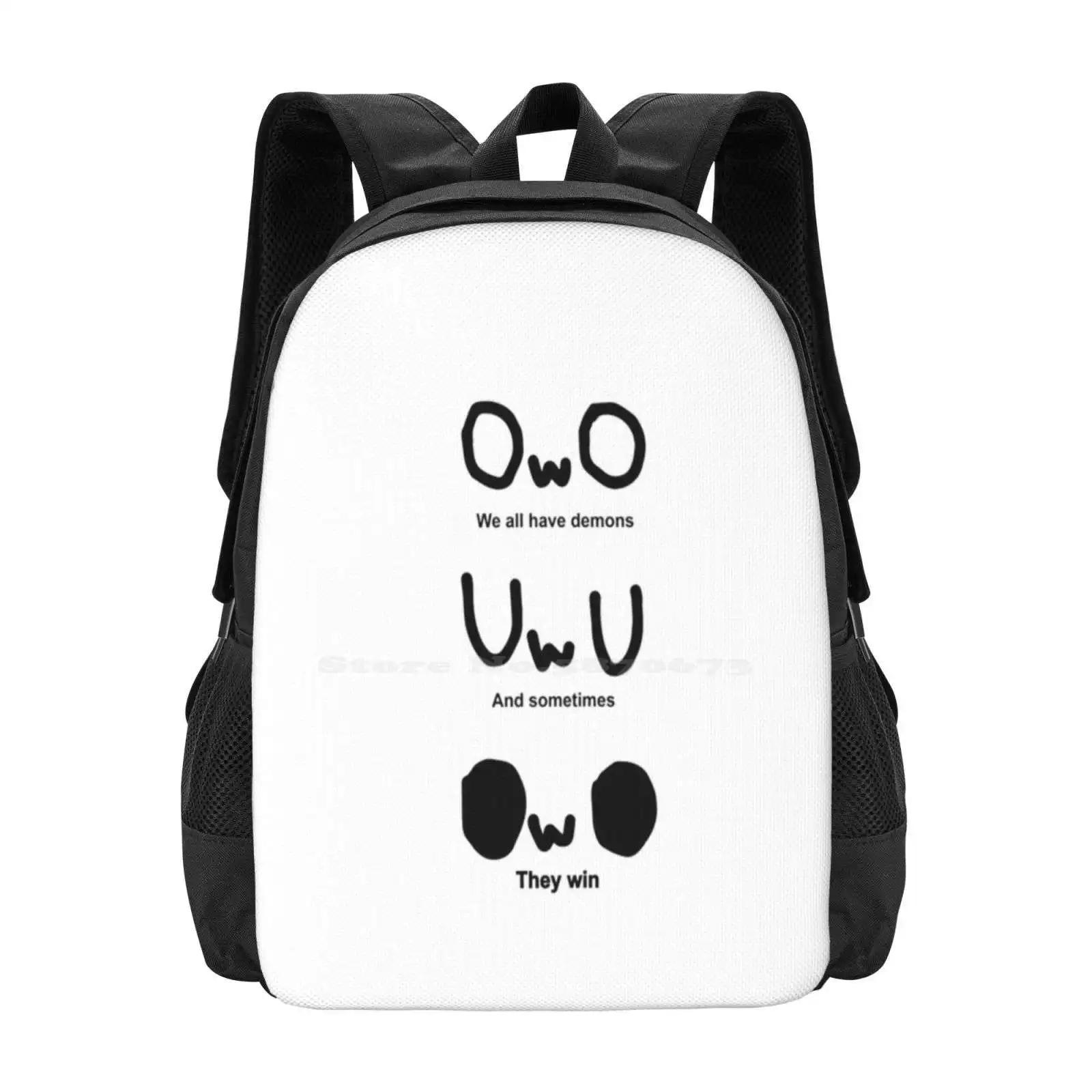 Owu Bag Backpack For Men Women Girls Teenage And Sometimes They Win Demons We All Have Demons Owo Uvu Uwu Ouo Furry Fur Arhmm