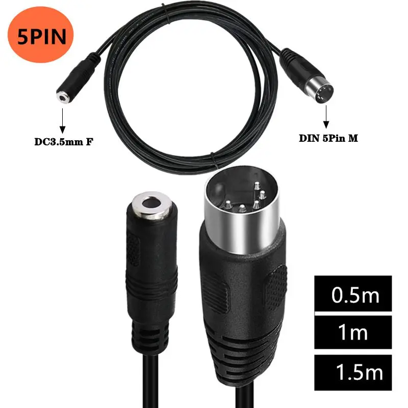 DC3.5mm Female Audio Plug To MIDI DIN5Pin Male And Female 5-Core Adapter Cable Audio Output MIDI 5-Core DIN5P 0.5M 1M 1.5M