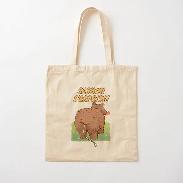 Bear Tapeworm Cotton  Canvas Bag Tote Grocery Travel Shopper Ladies Casual Fashion Shoulder Bag Foldable Fabric Handbag Printed