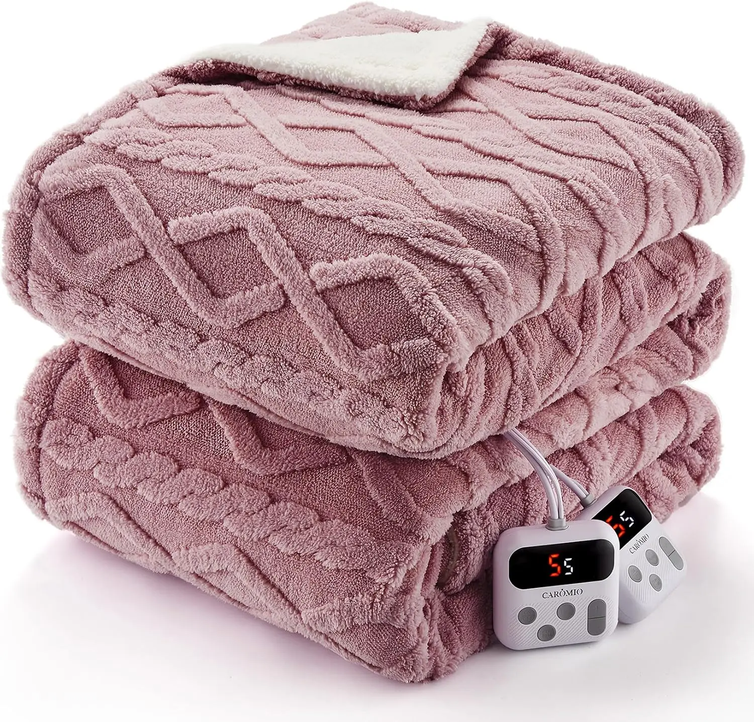 Queen Size Electric Blanket with Dual Control, Thick Tufted Sherpa Heated Blanket, 10 Heat Levels & 10 Time Settings, ETL Certified, Fast-Heating, 84