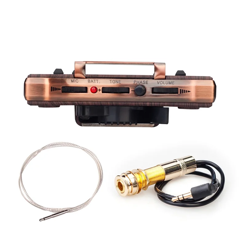Advanced Acoustic Guitar Sound Hole Pickup Dual Pickup Modes Piezo + Mic Supports Volume Tone Phase For 36-42 Inch Classic Guita