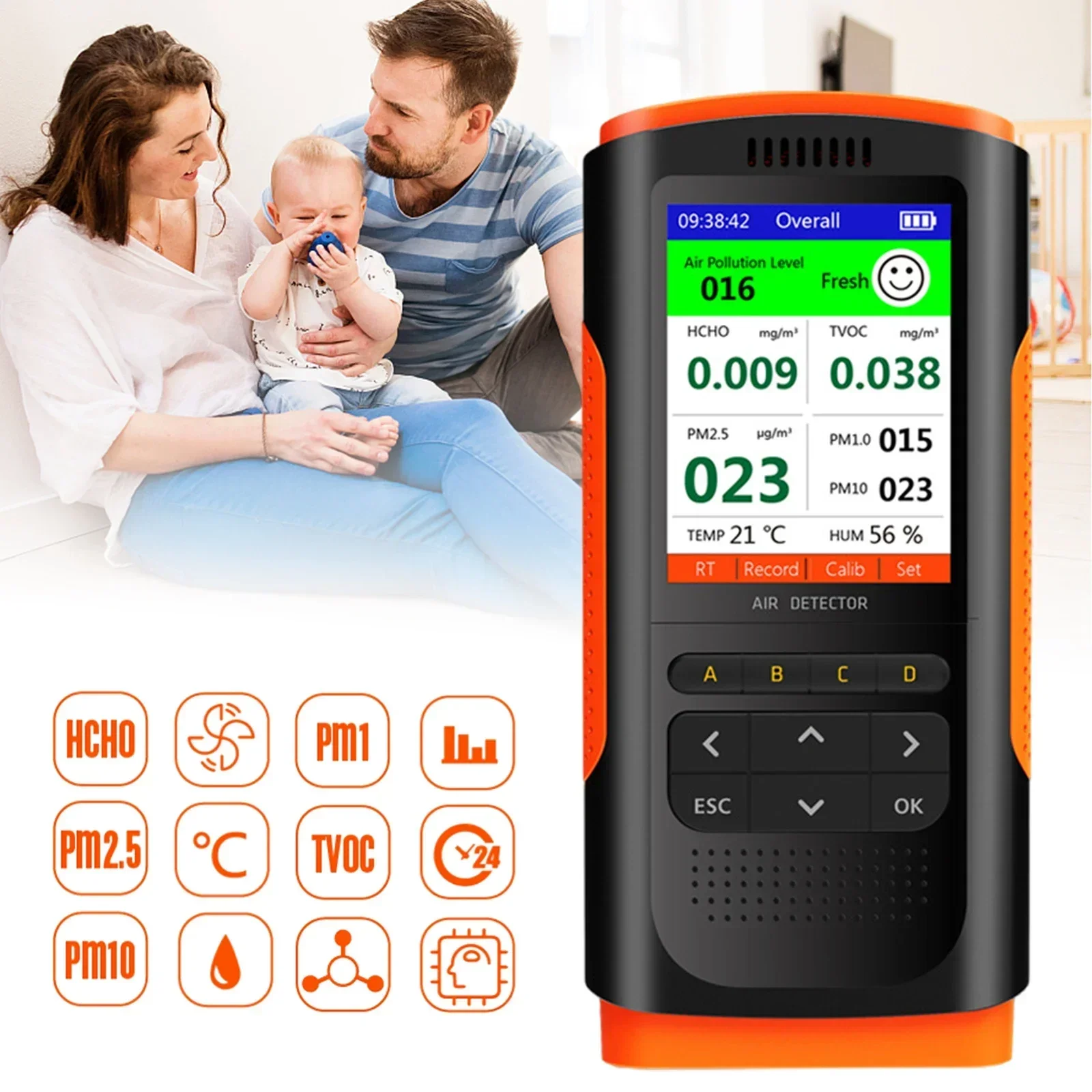 Formaldehyde Detector Air Quality Monitor PM 2.5 Portable Display Air Pollutants Family Decoration