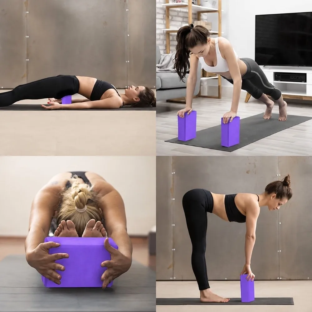 Portable EVA Yoga Blocks Yoga Strap Set Strap Included Fitness Yoga Block Pilates Block Set for Stretching