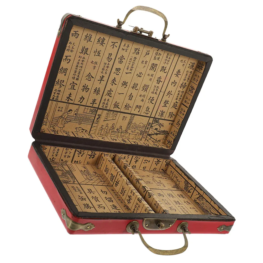 

Vintage Wooden Mahjong Storage Box Portable Carrying Case With Buckle Design Household Organizer Gift Container For Mahjong Set