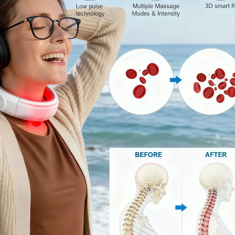Neck and shoulder massager relaxing hot shawl pain relief wireless body kneading muscle massage device, scientific design