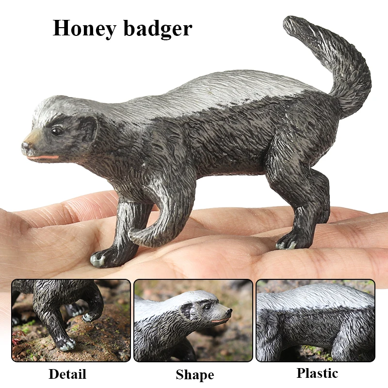 Oenux Simulation New Wild Animals Figurines Honey Badger Mellivora Capensis Model Action Figures Kids Education Gift Toy