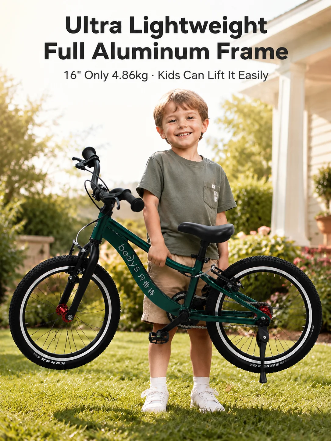 Bedys Ultra Light Kids Mountain Bike Full Aluminum Alloy 16" for Boys Girls Age 3-11 Outdoor Riding