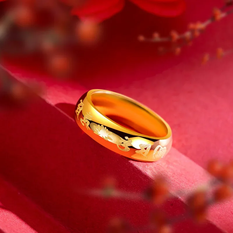 Exquisite Gold Color Ring for Women Men Classic Smooth Surface Wedding Christmas Gifts Jewelry Thick Gold Rings