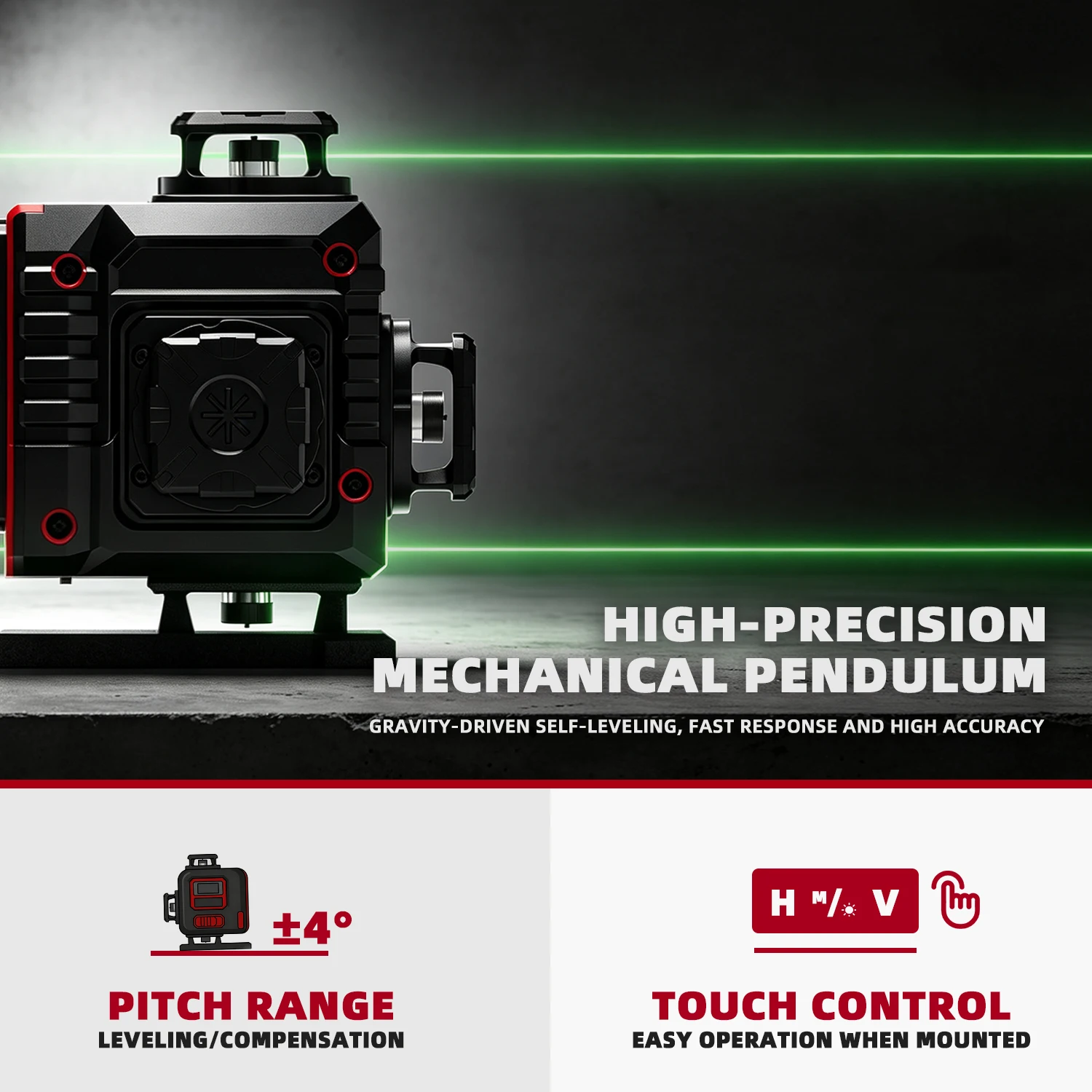 16 Lines 4D Green Laser Level, Self‑Leveling 360° Full Coverage Cross Line Measuring Instrument for Wall Paving Renovation