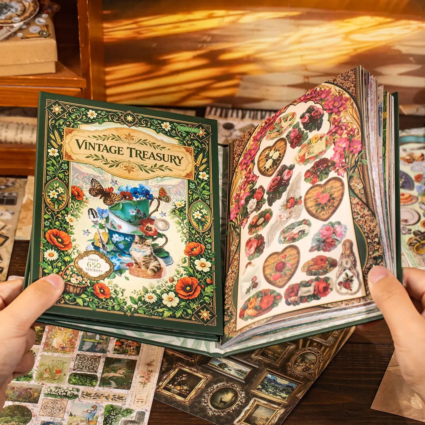 Sticker book vintage collection series European retro illustration tent material base DIY gift decoration stickers