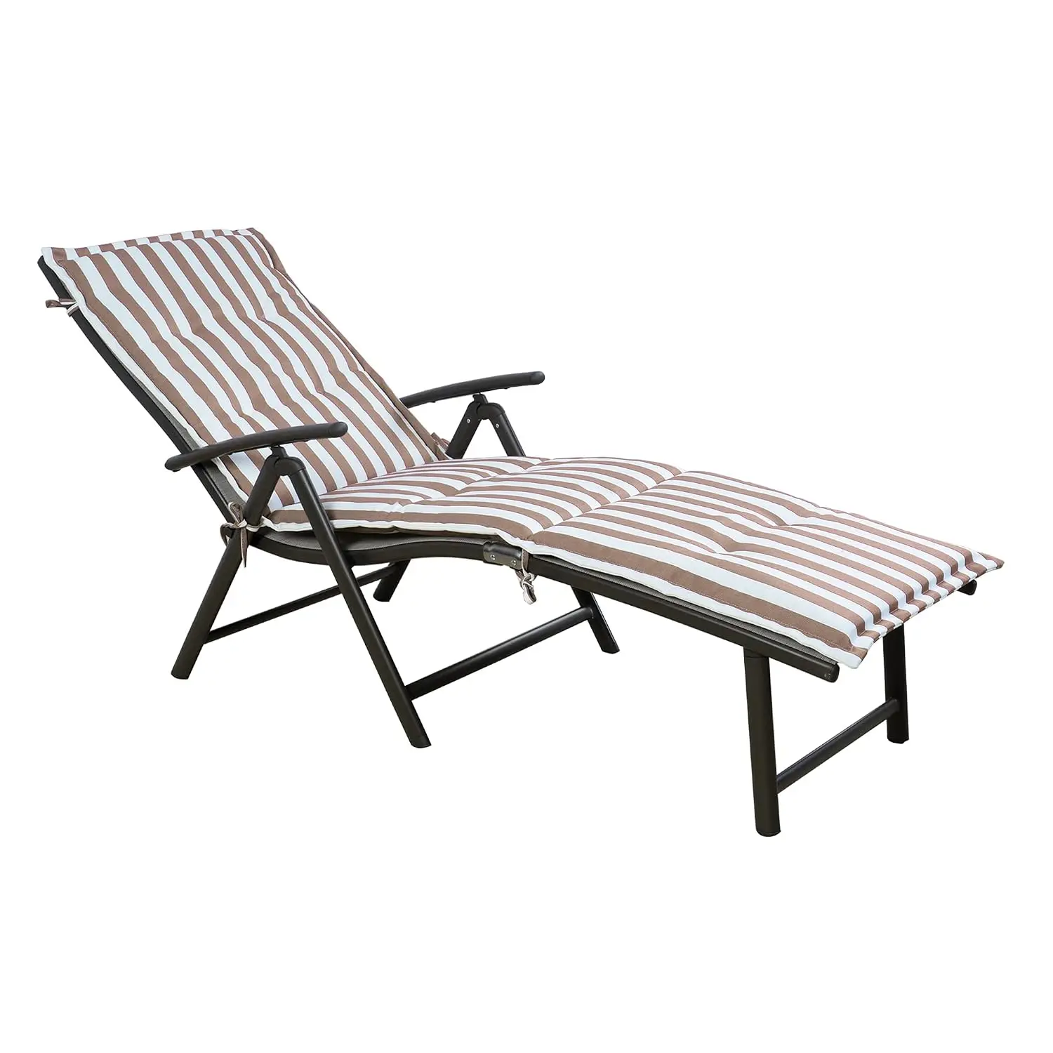 Aluminum Reclining Lounge Chair Outdoor Chaise Drink Holder Weather Resistant Adjustable Beige Beach Yard Pool, Customized