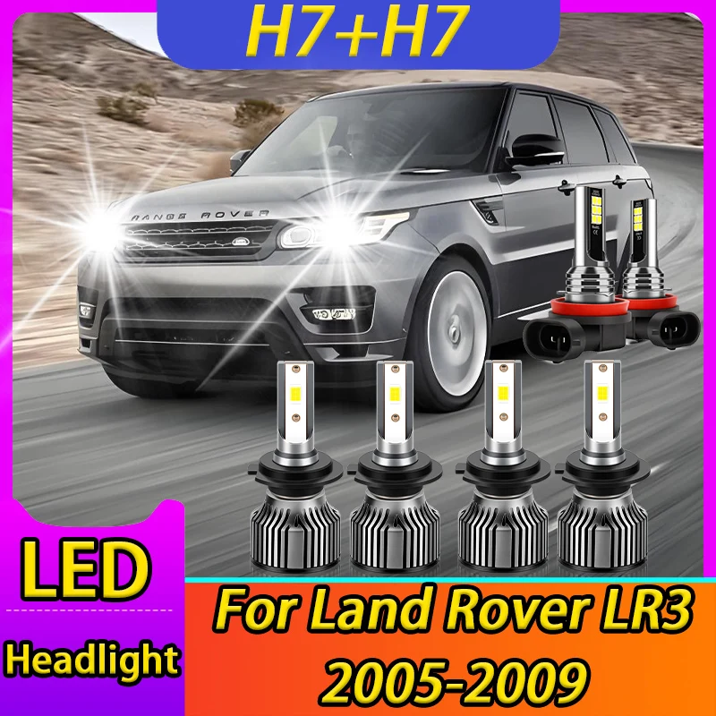 

Турбо-светодиодная лампа для фар ближнего и дальнего света, противотуманная фара, 20000 лм, высокая мощность, для Land Rover LR3 2005-2009, автомобильная лампа с вентилятором