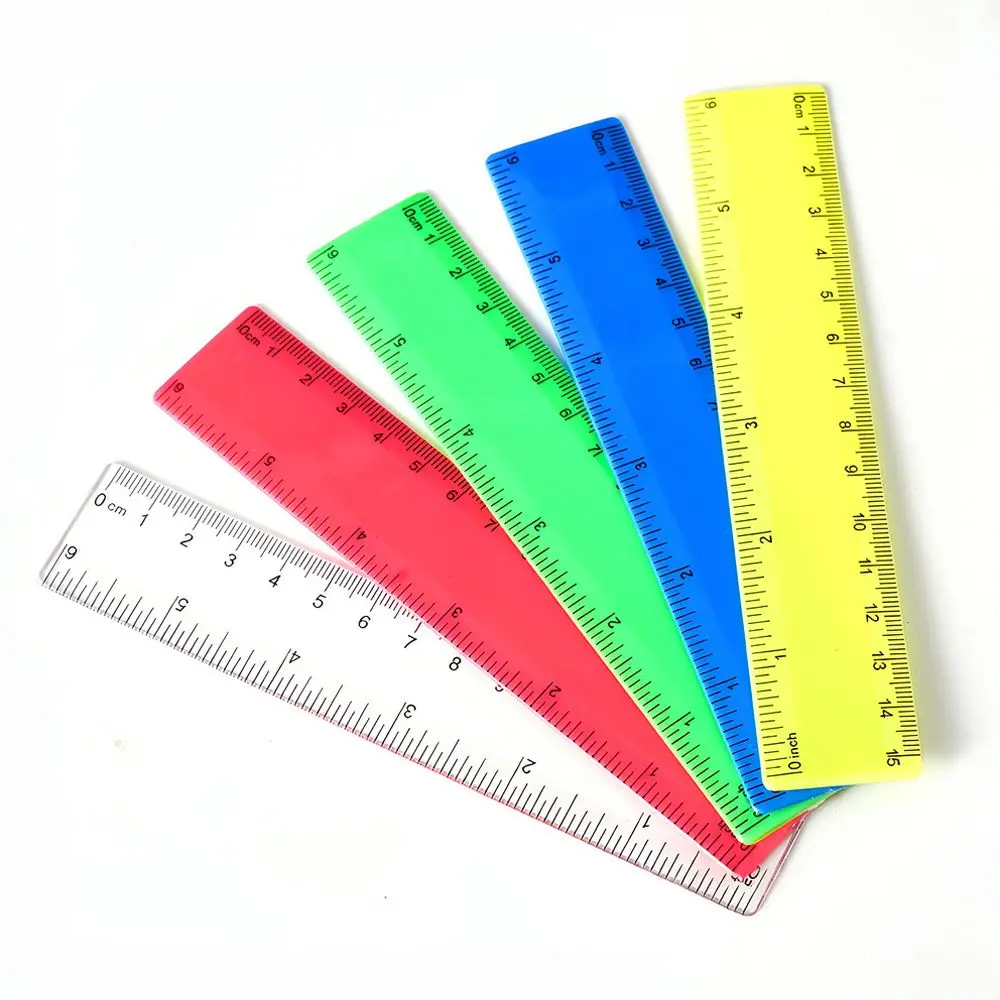 15cm Colorful Transparent Plastic Ruler Student Stationery Measuring Tool For Haiyuan School Office Drawing Supplies