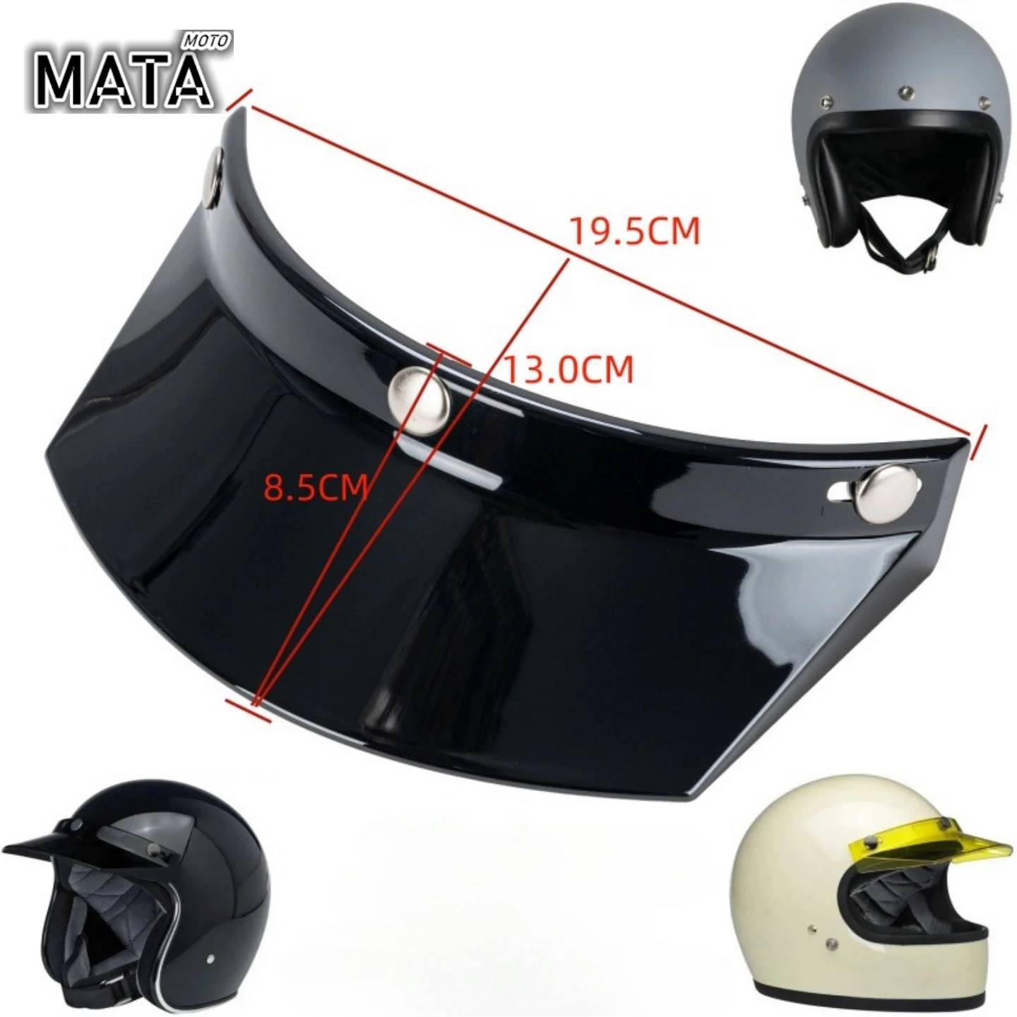 Easy To Install Retro Motorcycle Helmet Visor 3-Pin Buckle, Classic Vintage Helmet Peak Sun Shield Brim Replacement