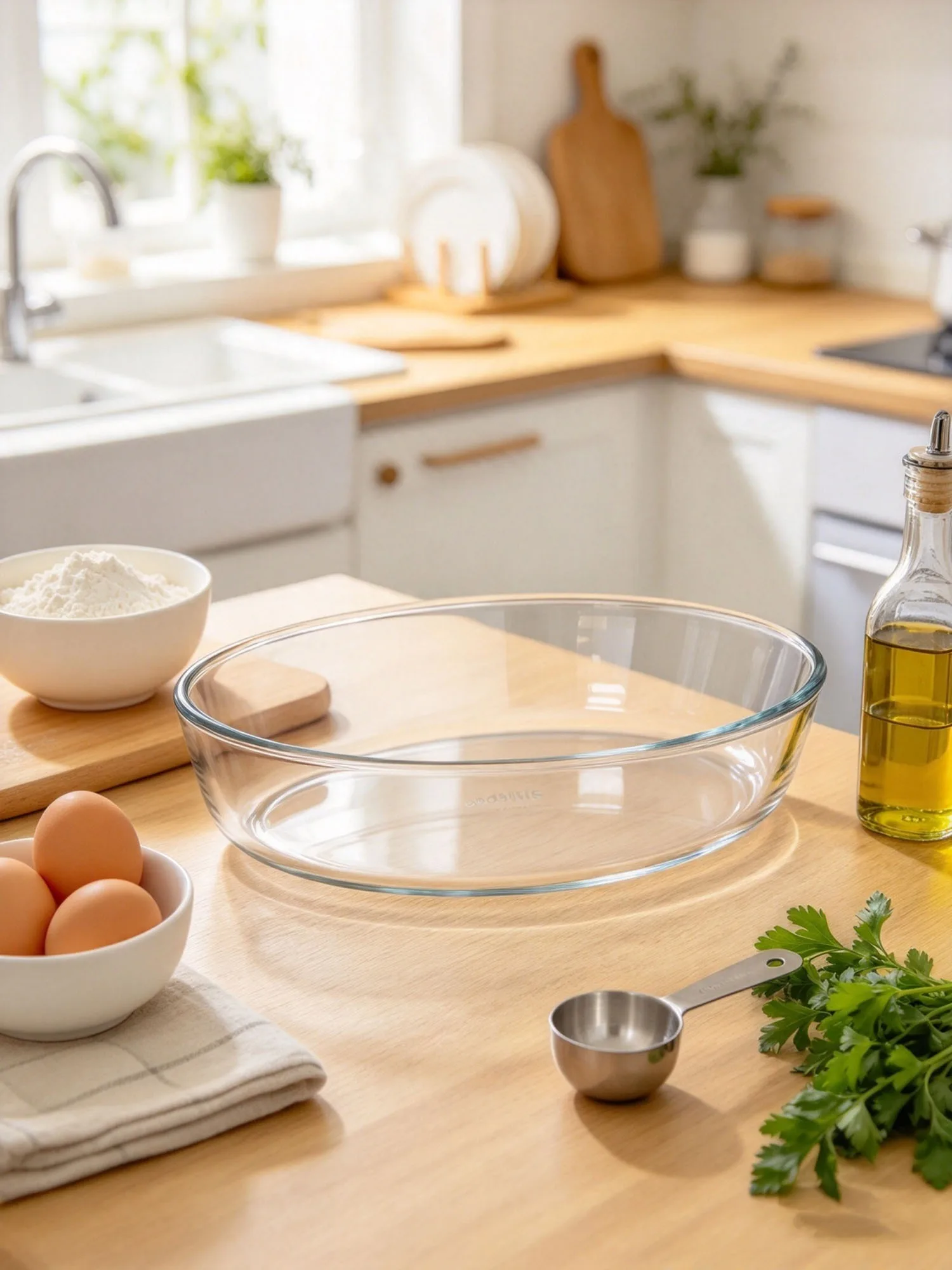 Bol en verre ovale de 2,4 litres, durable, adapté au four, au micro-ondes, au lave-vaisselle et au réfrigérateur. Bol en verre résistant à la chaleur, idéal pour mélanger, servir des fruits ou pour la pâtisserie. Dimensions : 22 x 30 x 6 cm.
