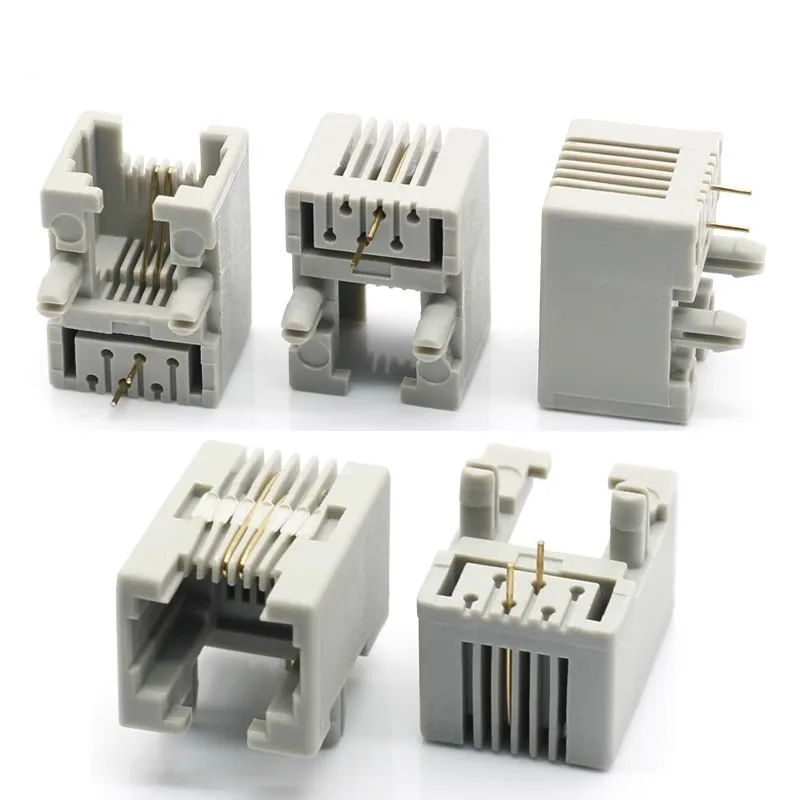 

200pcs big RJ11 6P2C gray network port telephone socket single-port non-shielded network connector without light