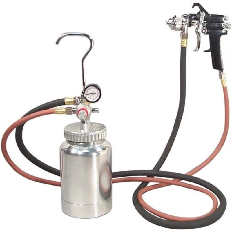 

2PG7S 2 Quart Pressure Pot with Gun and Hose - Black Handle - 1.2mm Nozzle