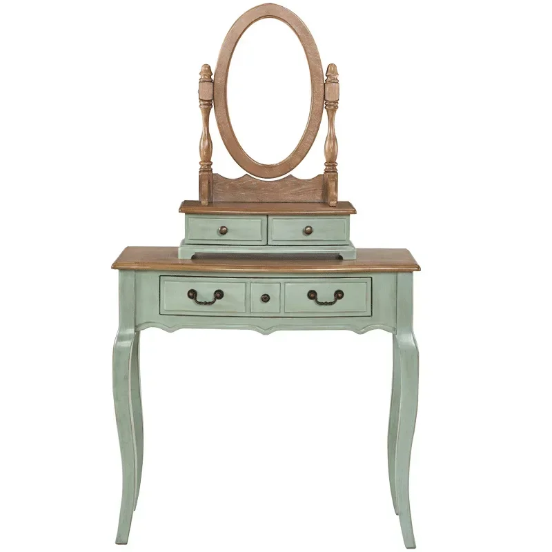 

Wood Makeup Vanity Desk with 4 Specular Drawers Cushioned Stool Dressing Table Led Mirror Dresser Goldfreight Bedroom Furniture