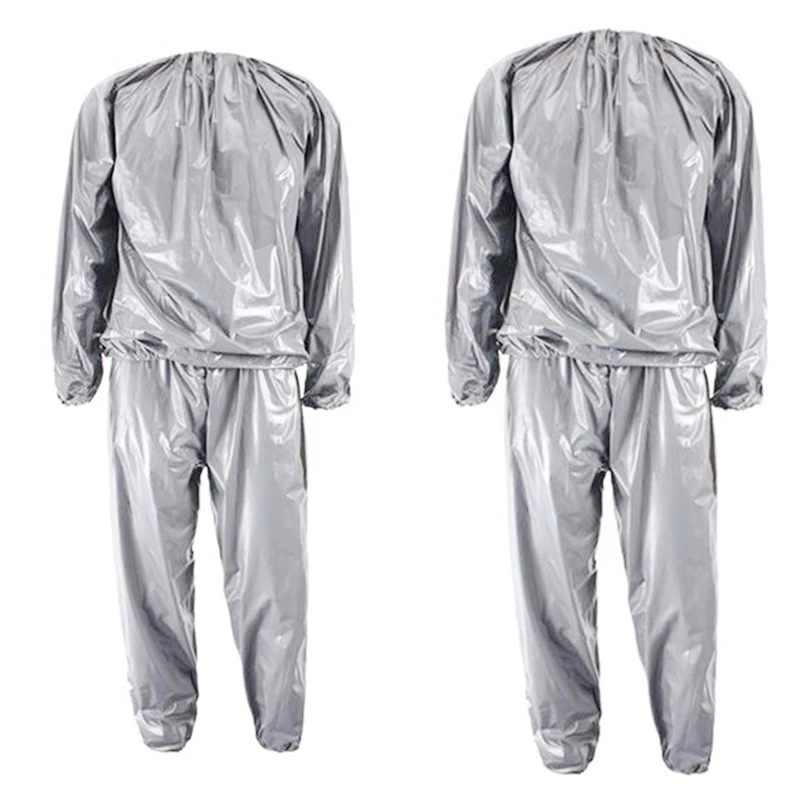 ELOS-22Pcs Heavy Duty Fitness Weight Loss Sweat Sauna Suit Exercise Gym Anti-Rip Silver - L & 4Xl