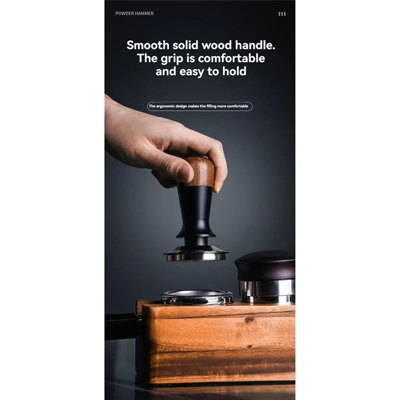 B59B-Flat Base 51MM Espresso Tamper Constant Force Impact Coffee Distributor Leveler Tool